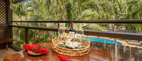 Private lanai with lush tropical views