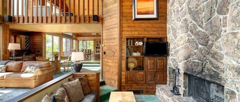 Sunken Living Area & Wood Fireplace