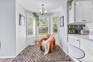 Accent chair in the kitchen area