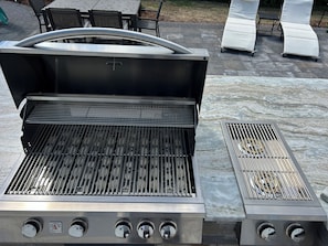 Gas grill and 2 burner cooktop
