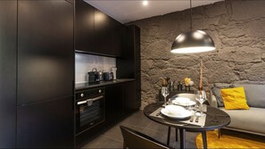 Our compact kitchenette features sleek, high-end appliances, stocked with all the essentials, from cookware to utensils #practical #lovely