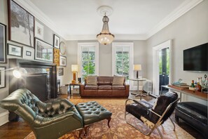 Leisure Room | Fireplace (BYOW) | Dog Friendly w/ Fee | Reading Nook