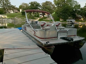 Boat is 17 miles away and available for rent with a captain - makes for a fun day on the lake close to town!