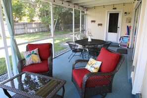 Enjoy the private lanai - backyard is fenced in 