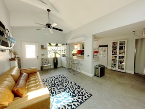 Sunny and bright entry way and living room