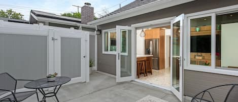 Private patio with locked entry gate