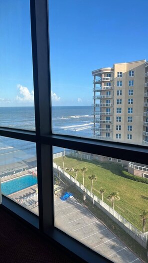 Ocean and Pool view from top floor window