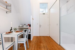 Dining table and bathroom