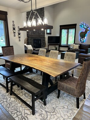 Beautiful live edge dining table seats 9