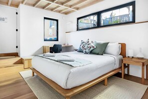  Sleep easy within a queen-sized bed located on the lower level. 