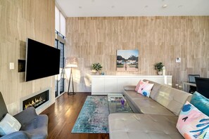 Ignite the gas fireplace and cosy up in the living area during the cooler months.