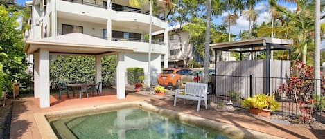 Take a dip in the swimming pool, set among lush tropical grounds. This is the perfect spot to cool off after a busy day! 