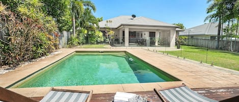 Take a dip to cool off on a hot day in the generous-sized tropical pool.