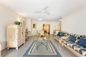 With two large sofas, there’s plenty of space for groups to spread out in the living room.
