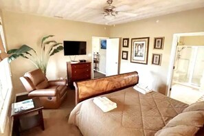 King bedroom with cable tv