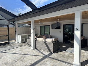 Outdoor covered sitting area