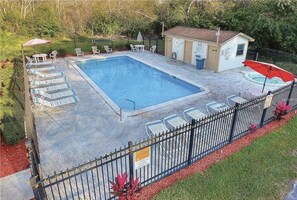 Gated Pool with Outdoor Shower & Restrooms