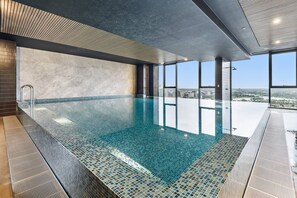 A shared indoor pool offers guests the opportunity to refresh with a dip. 