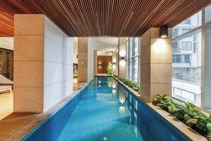 Take a dip in the shared indoor pool after the end of a long working day.