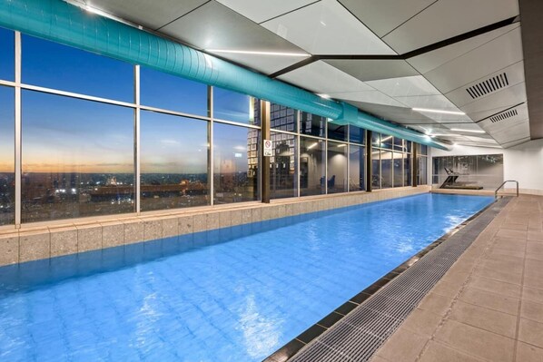Make use of the indoor rooftop pool with panoramic views over the Melbourne skyline.