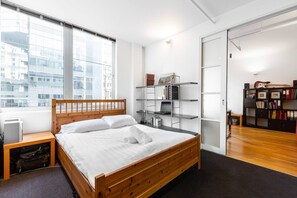 Rest easy in the plush queen bed.