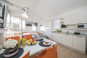 Living room and open plan kitchen