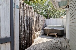 Outdoor area and hot tub