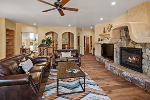 Cuddle up by the fire in the living room