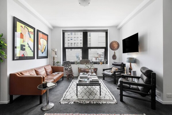 The living area has been thoughtfully styled to create a warm and welcoming retreat to come home to.
