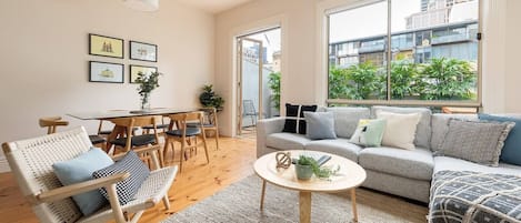 Stylish furnishings and full length windows create bright airy spaces to relax and absorb the wonderful energy this home provides.