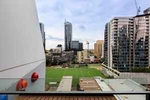 The balcony looks out over MCC Hockey Ground and provides a nice look outlook across the skyline.