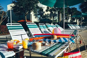 Pool Chairs with Umbrellas