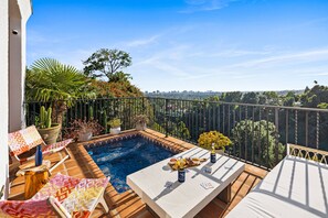 Plunge pool on the terrace overlooks the city.