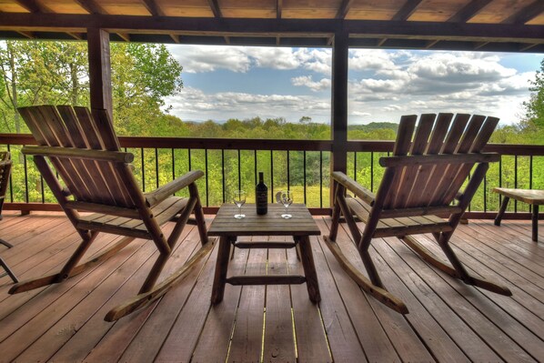 Welcome to Away From it All, a gorgeous mountain view cabin rental in Blue Ridge  