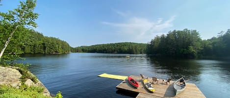 Water toys on the dock. 