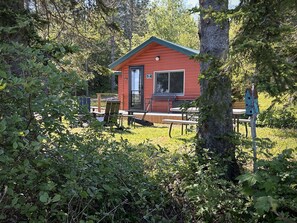 Cabin 3 tucked behind the tress on Croftville Road