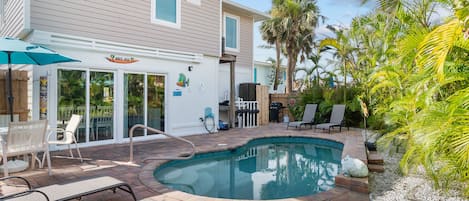 Salty Air Retreat is a 1 minute walk to sandy beaches or enjoy our private pool!