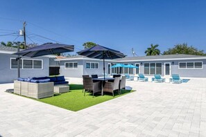 Relaxation area outside 2017 and pool View looking at building 2025