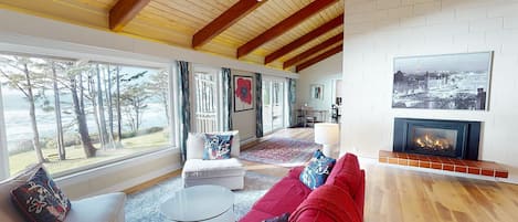 Bright and airy grand living room.