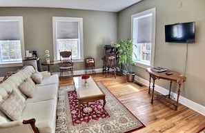 Couch and office table corner nook.