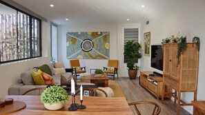 Living and dining area.