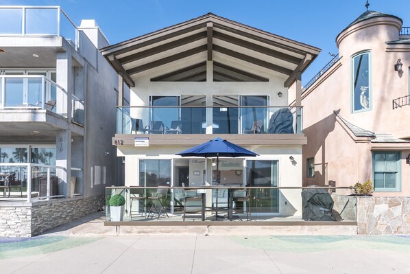Front view of our oceanfront vacation rental duplex
                