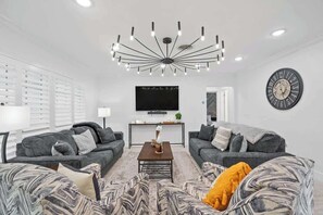 A professionally decorated living room
