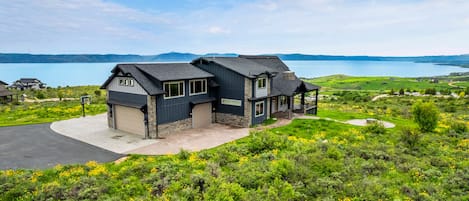 Polaris Peak-Aerial View of the west side of home and front door.