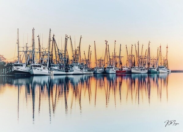 Enjoy the sunset from Long Wharf Marina across the street