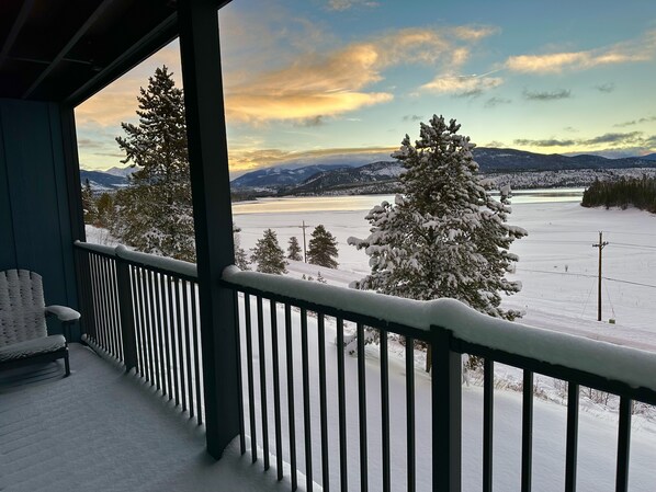 View from long private balcony 