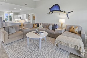 Main level living room with amazing gulf views!
