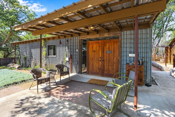 Seating under the covered front porch
