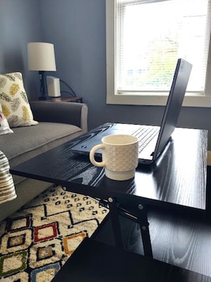 Living room, flexible workspace
