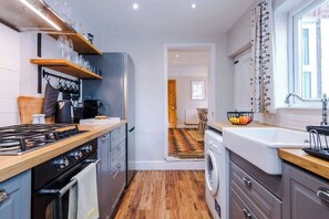 The fully equipped kitchen has everything you need for a short or long stay in Chester.